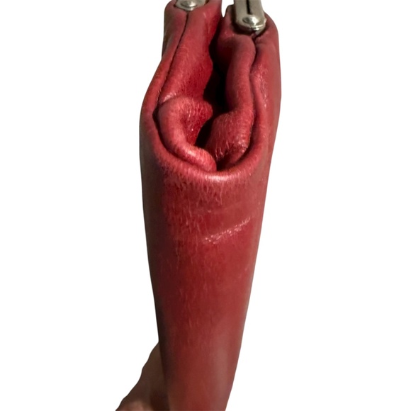 Hobo International Lauren Double Frame Folding Wallet Clutch Red Leather - Picture 4 of 14